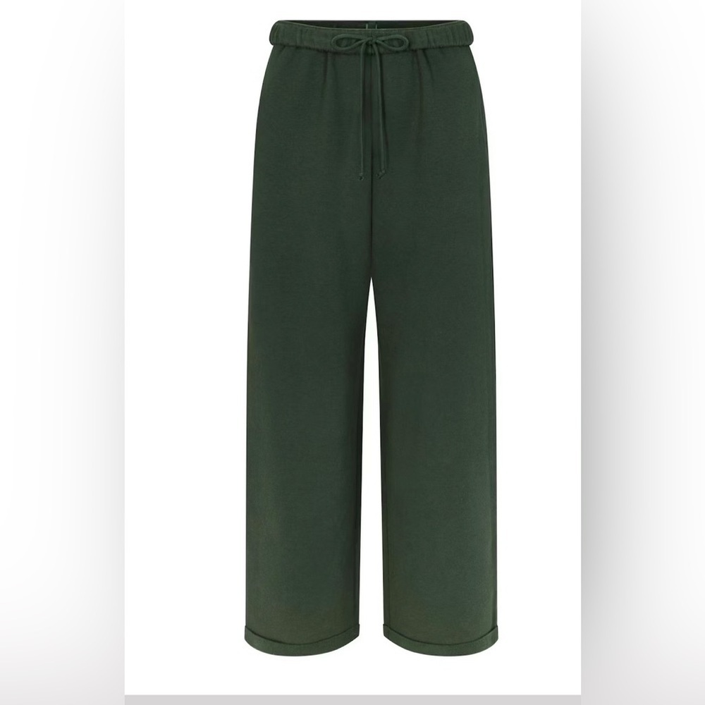SKIMS Cotton Fleece Classic Straight Leg Pant, size small, NWT, Spruce Green - Picture 3 of 5